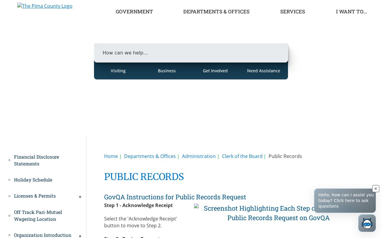 Pima County residents directory public records request portal