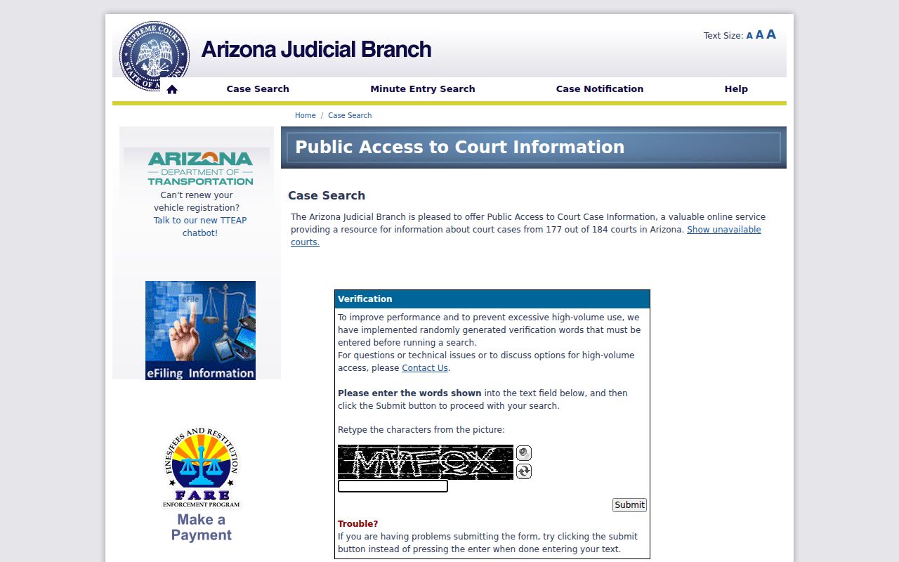 Pima County residents directory Arizona court case lookup