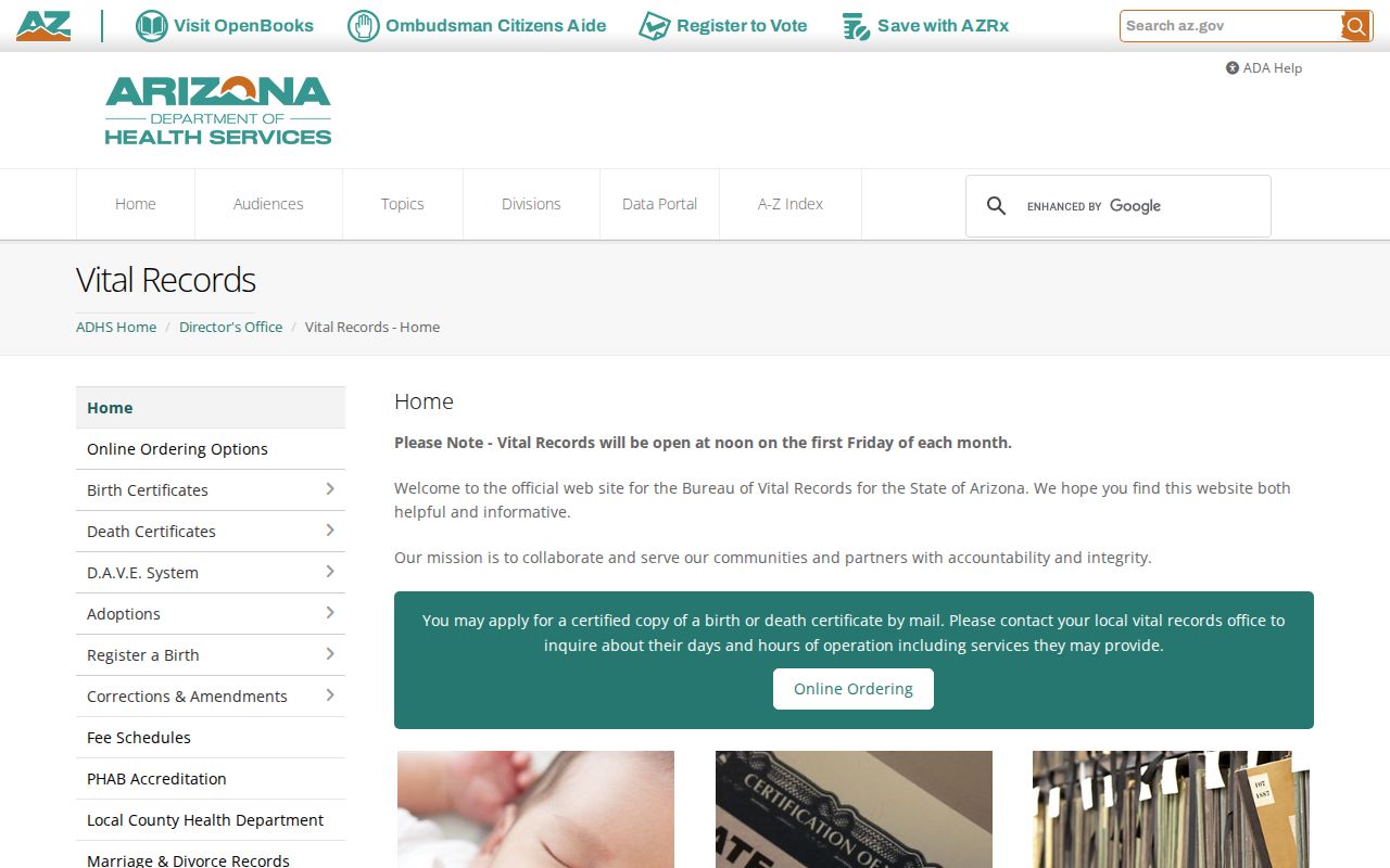 Pima County residents directory Arizona vital records access